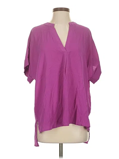 Pre-owned She + Sky Short Sleeve Blouse In Purple
