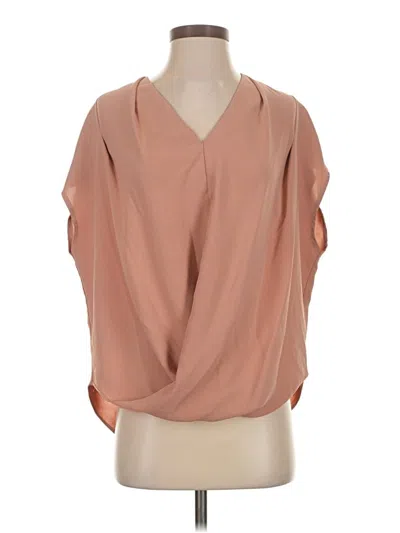 Pre-owned She + Sky Short Sleeve Blouse In Tan