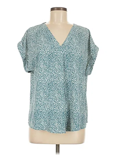 Pre-owned She + Sky Short Sleeve Blouse In Teal