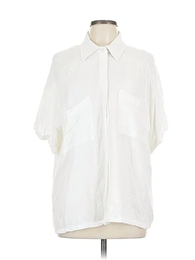 Pre-owned She + Sky Short Sleeve Blouse In White