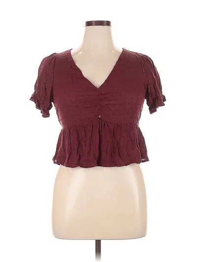 Pre-owned She + Sky Short Sleeve Top Burgundy Sweetheart Neckline Tops