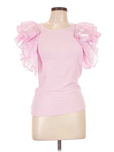 Pre-owned She + Sky Short Sleeve Top Pink Sweetheart Neckline Tops