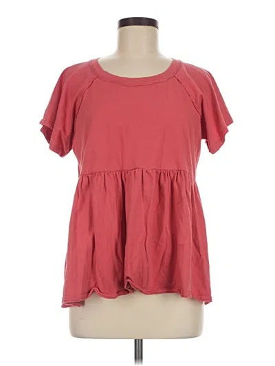 Pre-owned She + Sky Short Sleeve Top Red Sweetheart Neckline Tops