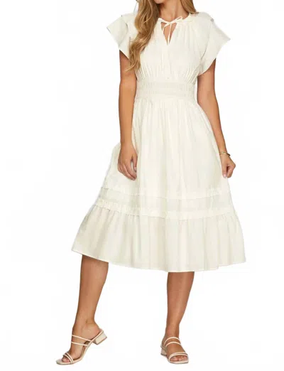 She + Sky Sierra Ruffle V-neck Midi Dress In White In Multi