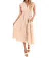 She + Sky Sign Of The Times Midi Dress In Light Taupe In Neutral