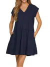She + Sky Skye Pintuck Mini Dress In Navy In Blue