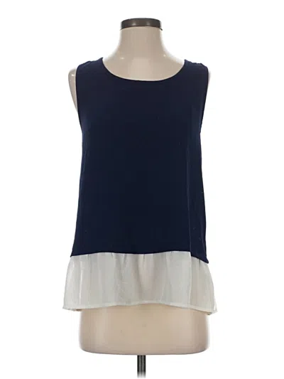 Pre-owned She + Sky Sleeveless Silk Top Blue Scoop Neck Tops