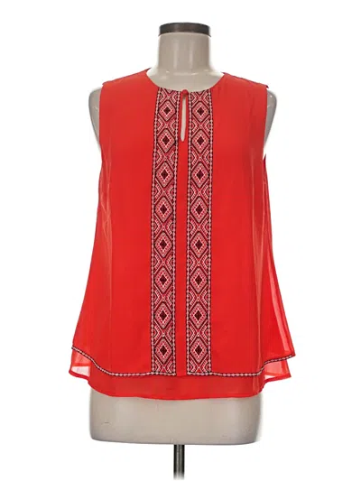 Pre-owned She + Sky Sleeveless Silk Top Red Halter Neckline Tops