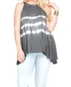 She + Sky Sleeveless Tie Dye Tank In Grey In Grey