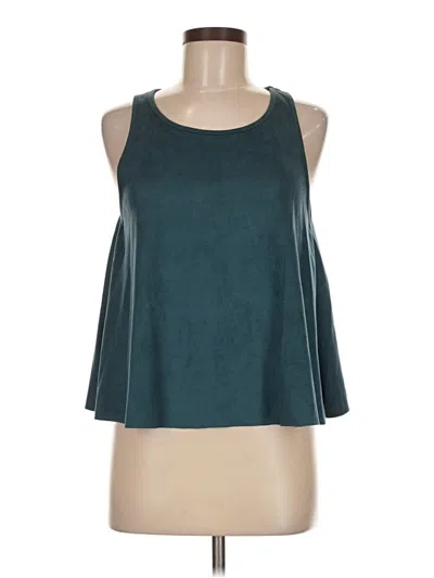 Pre-owned She + Sky Sleeveless Top Teal Halter Neckline Tops In Blue