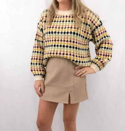 She + Sky Slit Side Mini Skirt In Beige In Multi