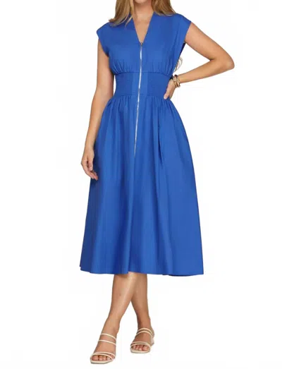 She + Sky Smocked Waist Midi Dress In Royal Blue