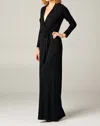 She + Sky Solid Stretch Long Sleeve Jumpsuit In Black