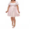 She + Sky Spring Flower Square Neck Dress In Pink