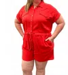 She + Sky Stef Linen Romper In Red In Red