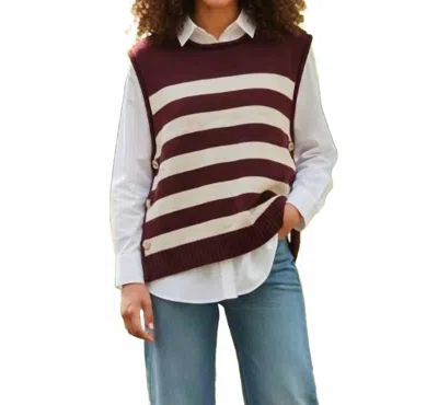 She + Sky Stripe Tank Top In Espresso And Cream In Black