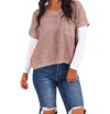 She + Sky Sure To Dazzle Metallic Sweater In Mocha Gold In Multi