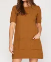 She + Sky Sweater Dress In Rust In Brown