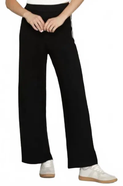 She + Sky Sweater Pants With Contrast Stripe Side Detail In Black