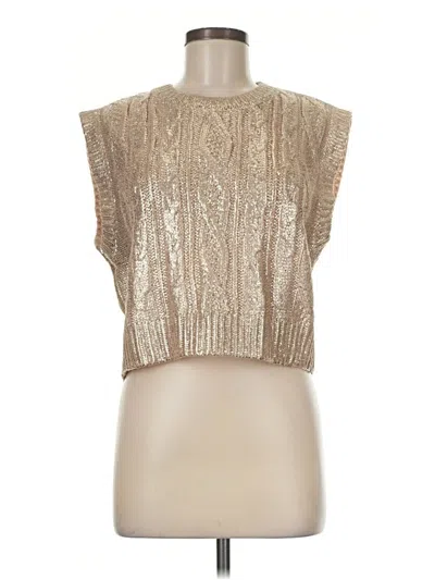 Pre-owned She + Sky Sweater Vest In Gold