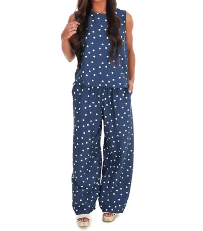 She + Sky Sweet Talk Polka Dot Tank Top In Dusty Blue