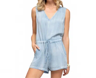 She + Sky The Miranda Denim Romper In Blue