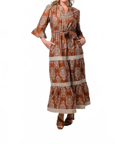 She + Sky Tiered Maxi Dress In Rust In Brown