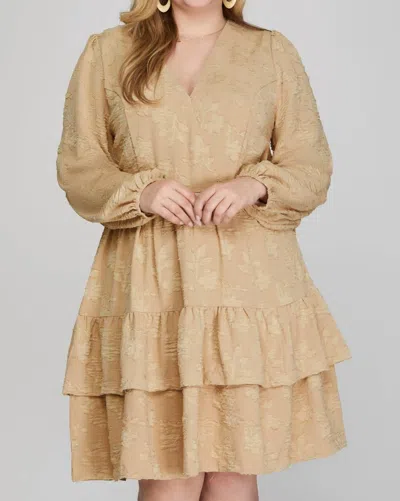 She + Sky Tiered Treasure Sophisticated Mini Dress In Cream In Brown