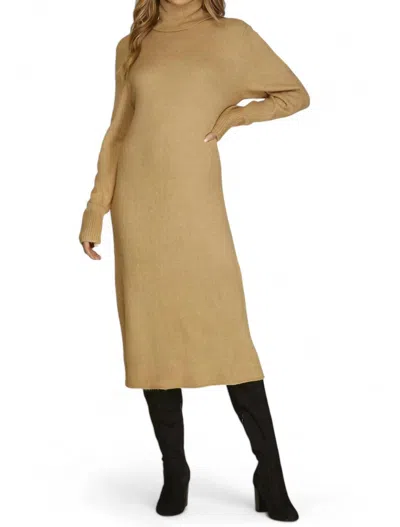 She + Sky Turtleneck Sweater Dress In Taupe In Grey