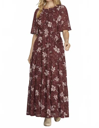 She + Sky Westwood Dress In Burgundy In Red