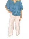 She + Sky Wide Leg Woven Pants With Pintuck And Pockets In Rose In Multi