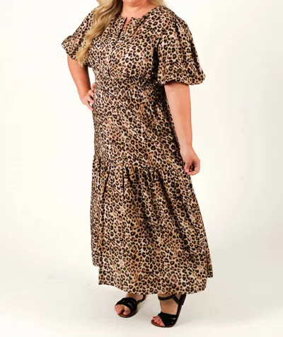 She + Sky Wild Elegance Midi Dress In Leopard In Multi