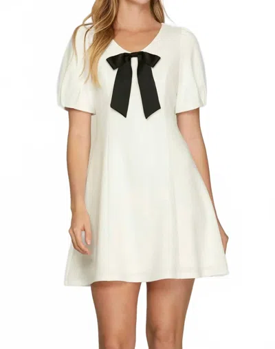 She + Sky With Bow Mini Dress In White