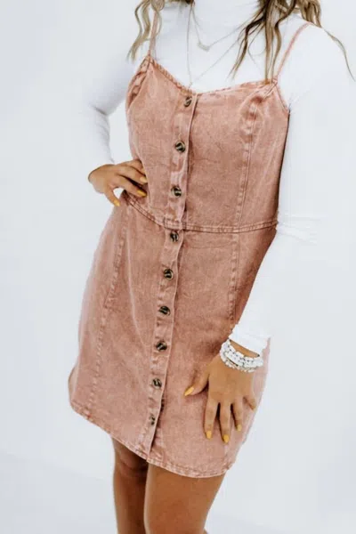 She + Sky Women's Button Down Mini Dress In Dusty Peach In Neutral