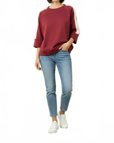 She + Sky Women's Half Sleeve Scuba Knit Top In Blue In Multi