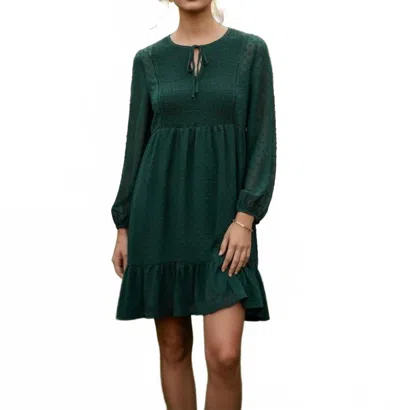 She + Sky Women's Long Sleeve Swiss Dot Dress - Plus In Sea Green