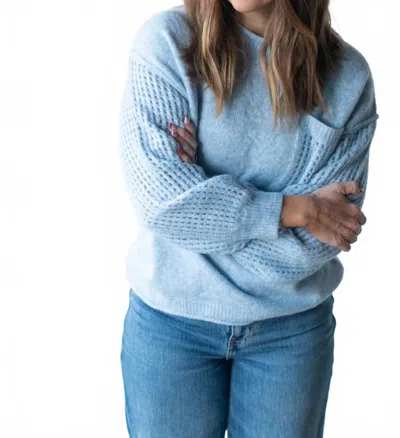 She + Sky Women's Pocket Sweater In Ice Blue
