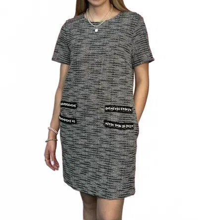She + Sky Women's Print Mini Dress With Pockets In Black In Gray