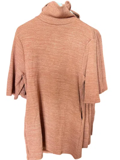 She + Sky Women's Printed Turtleneck Half Sleeve Top In Cinnamon In Brown