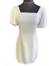 She + Sky Women's Puff Sleeve Knit Mini Dress In White In White