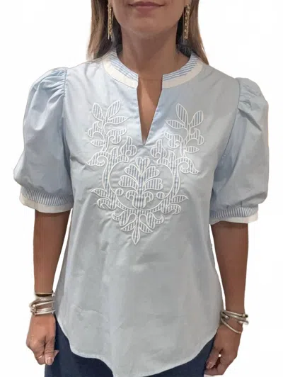 She + Sky Women's Sydney Embroidered Top In Light Blue