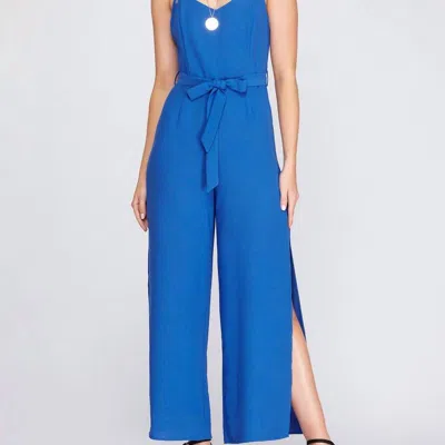 She + Sky Woven Cami Jumpsuit In Royal Blue