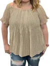 She + Sky Woven Off The Shoulder Top In Beige In Beige