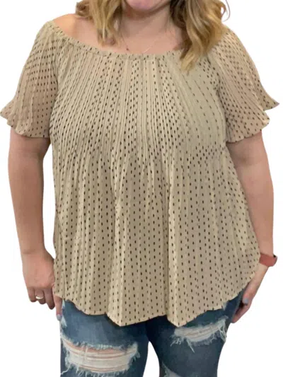 She + Sky Woven Off The Shoulder Top In Beige In Multi