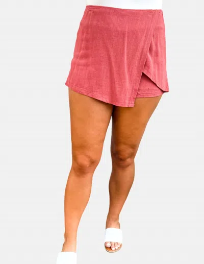 She + Sky Woven Skort In Brick In Red