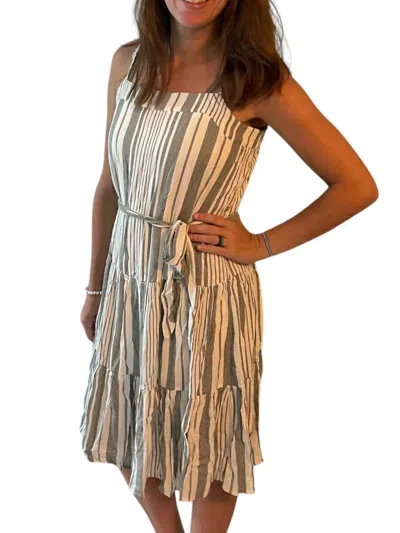 She + Sky Woven Striped Midi Dress In Multi Color