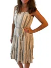 She + Sky Woven Striped Midi Dress In Multi Color In Multi