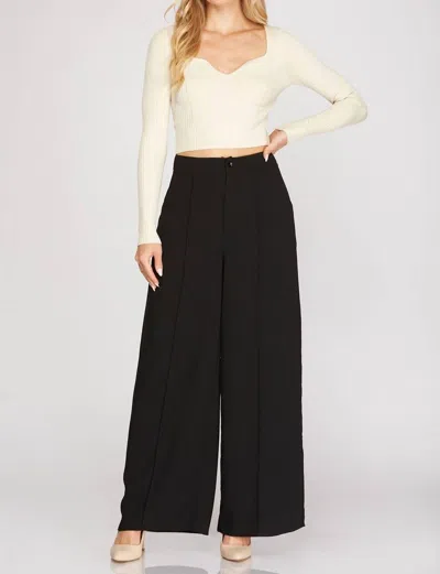 She + Sky Woven Wide Pants In Black