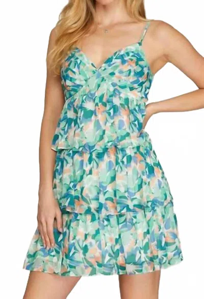 She + Sky Zara Sleeveless Floral Dress In Multi In Green