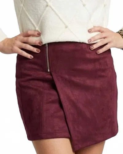 She + Sky Zipper Front Mini Skort In Maroon In Multi